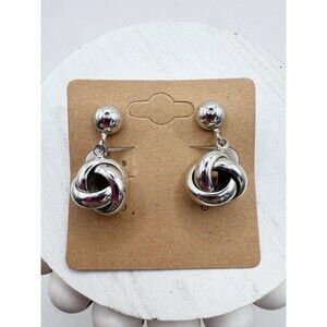 Coro Vintage Silver Lovers Knot Screwback Earrings Minimalist